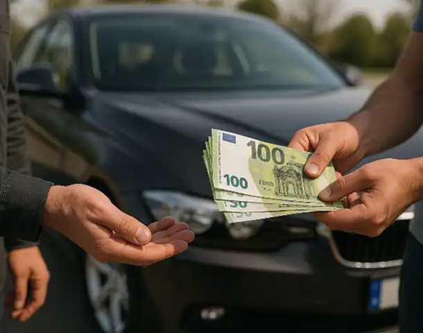 Barkauf eines Fahrzeugs beim Autoankauf in Friedrichshafen, der für faire und transparente Transaktionen bekannt ist.